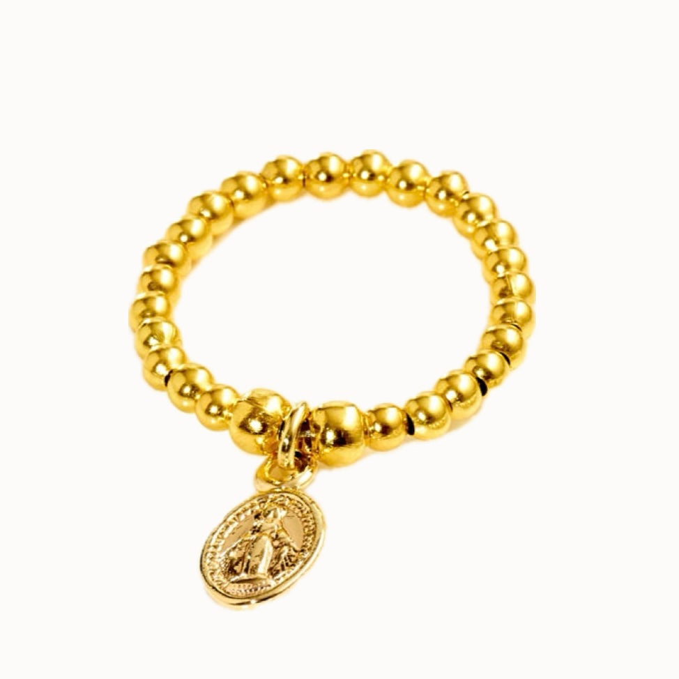 Mini Madonna Ring – Elastischer Ring in Silber & Vergoldet