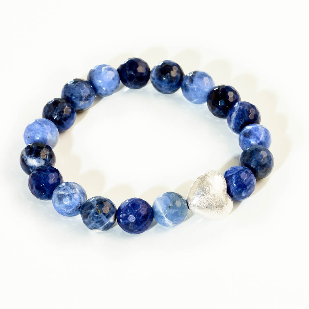CLASSIC HEART Armband - Sodalith - Herz - Silber 10mm