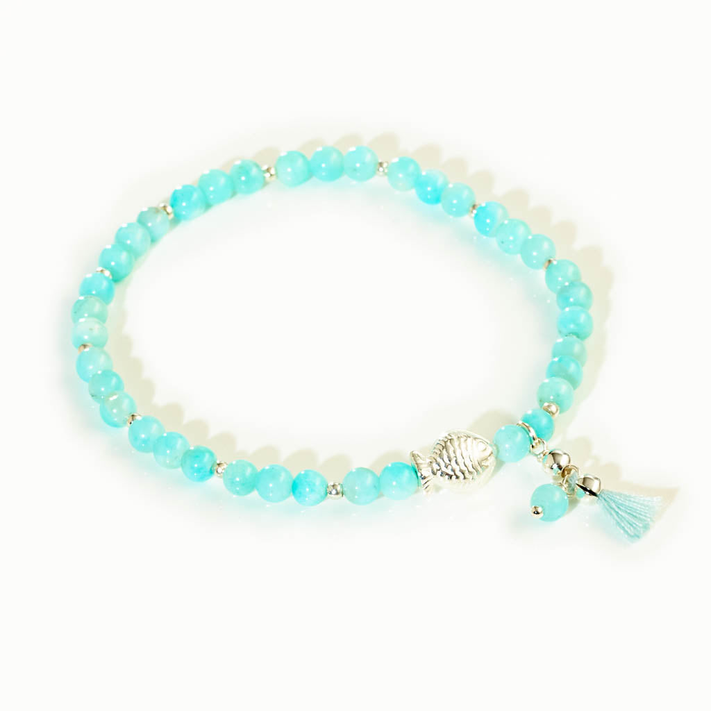 MINI BLUB Handgefertigtes Armband – Amazonit & Fisch aus 925er Sterlingsilber