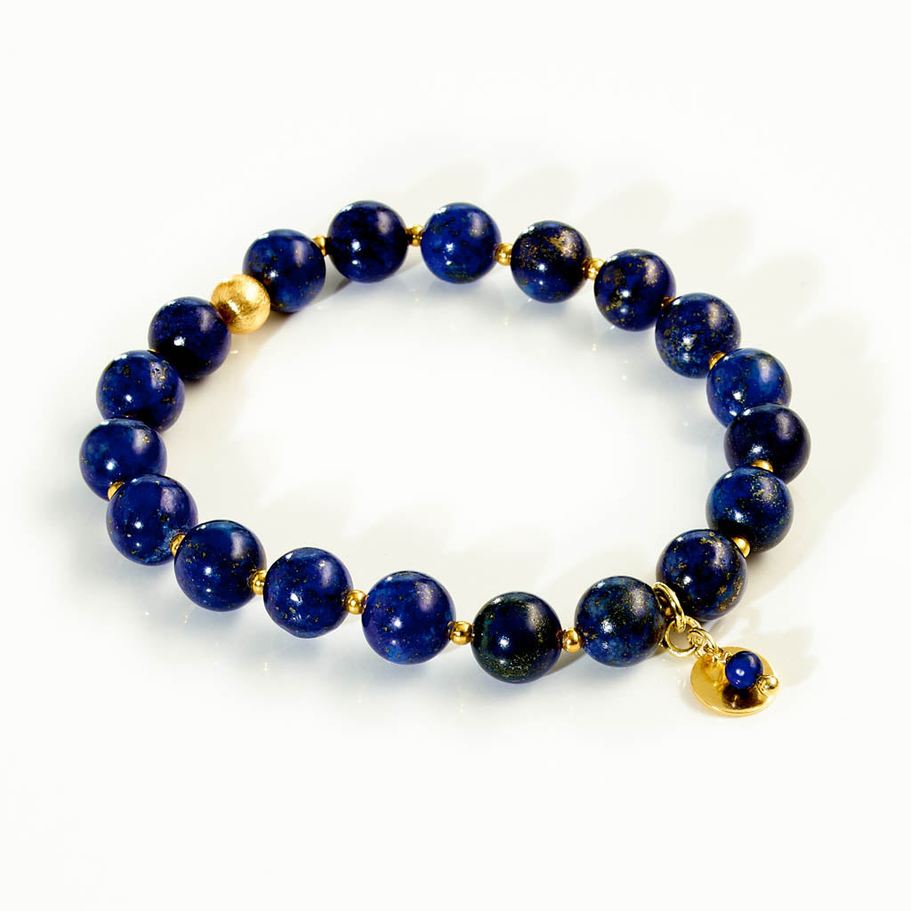 DOTTY Armband – "Azure Bloom" – Lapislazuli & Gold
