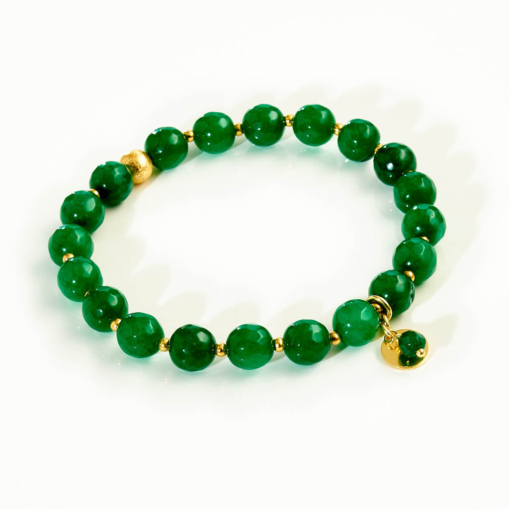 DOTTY Armband – "Green Garden" – Grüner Achat & Gold