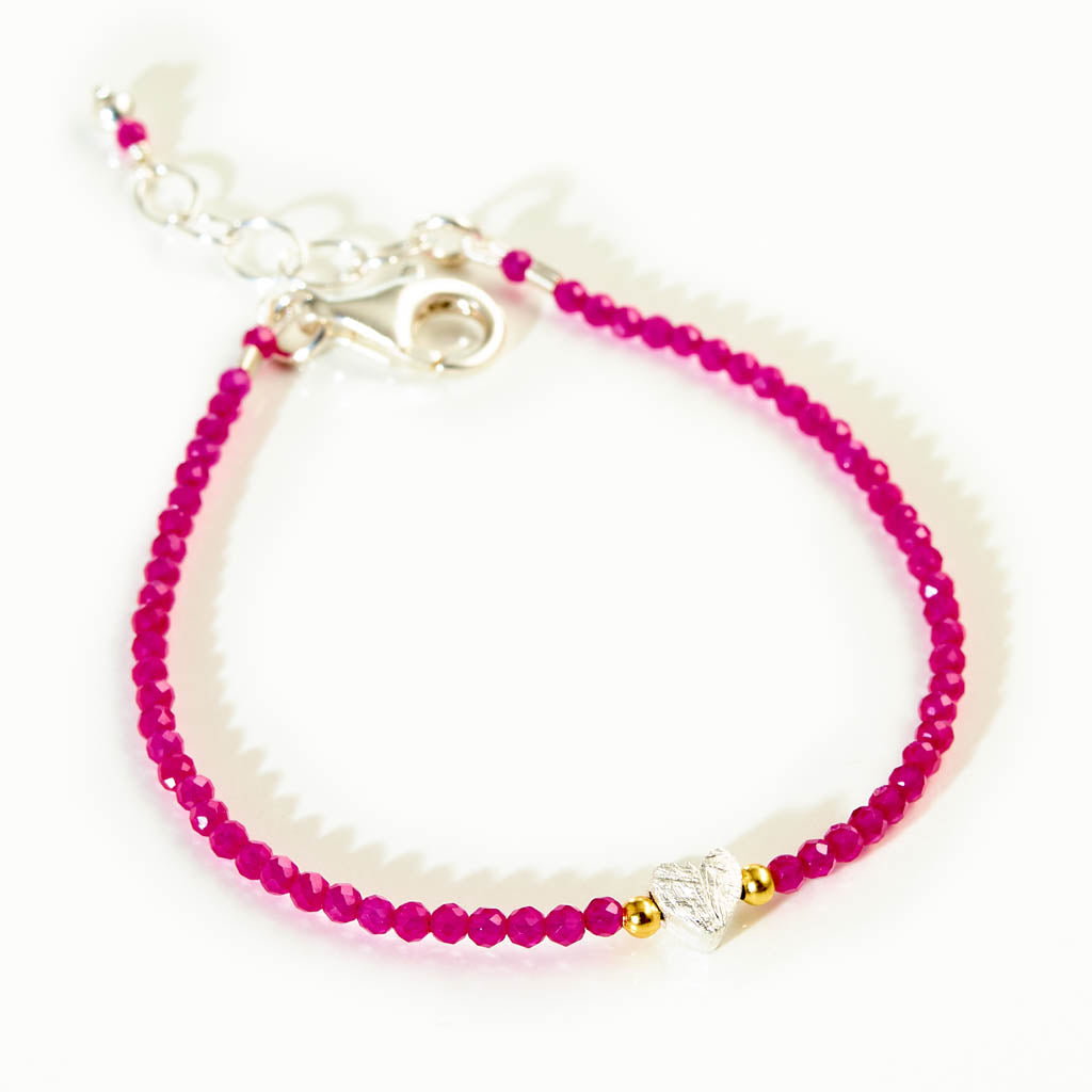 BABY HEART Armband aus Silber mit Pink Zirkon & Karabiner-Verschluss
