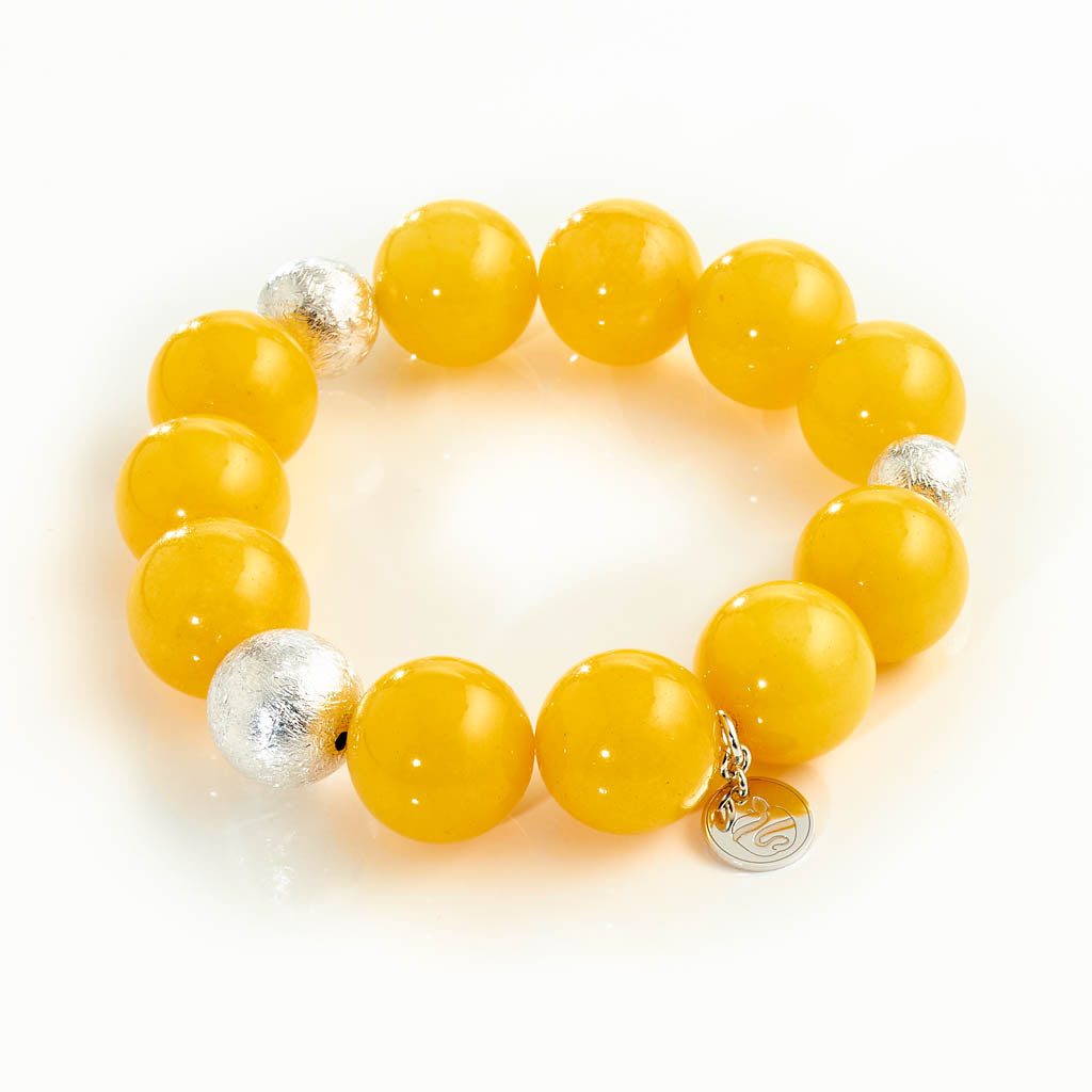 Gelbes Statement Armband – Silber oder vergoldete Kugeln