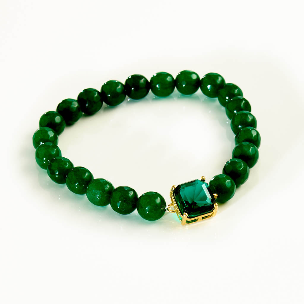 CRYSTAL Uno Armband - grün gefärbter Achat