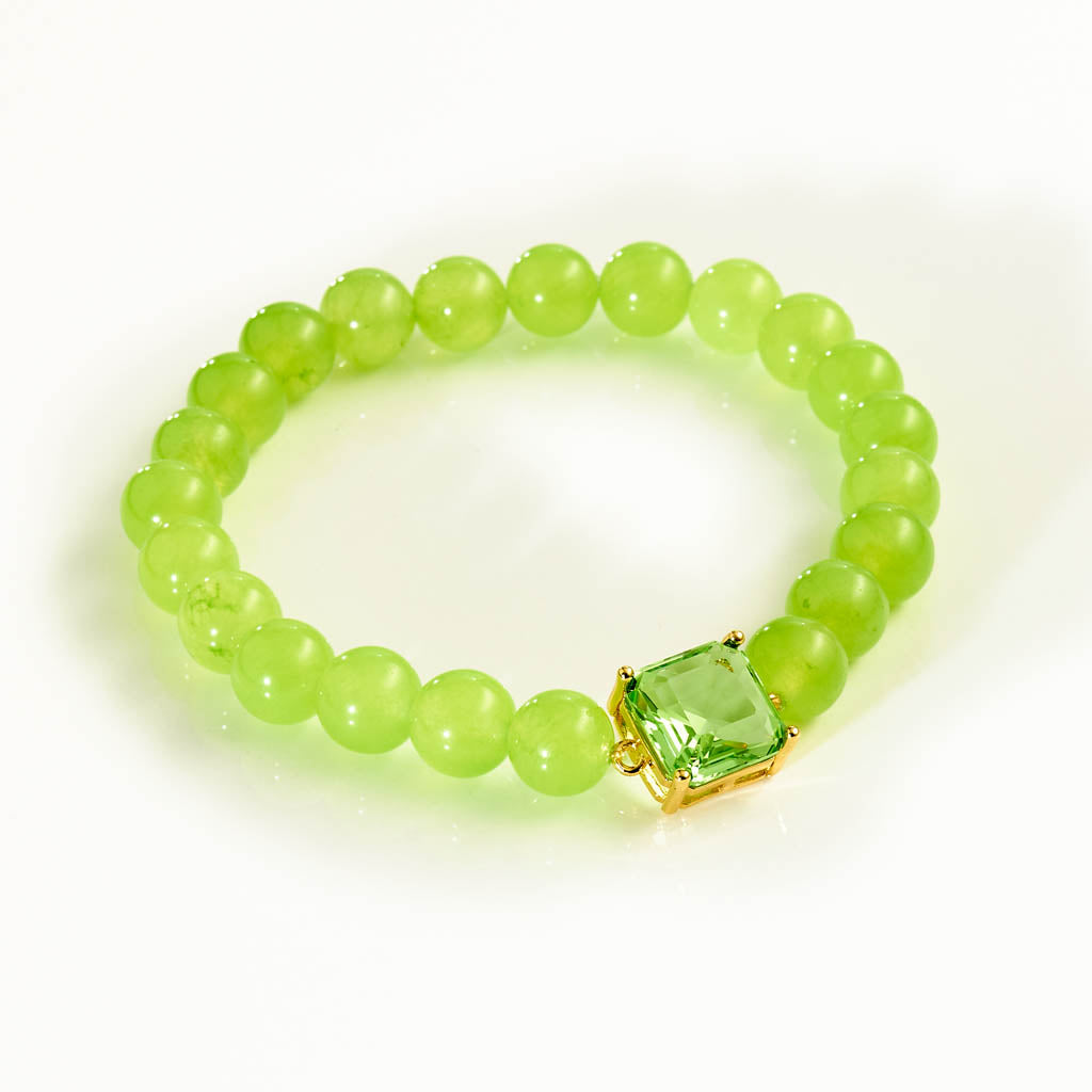 CRYSTAL Uno Armband - apfelgrün gefärbte Jade