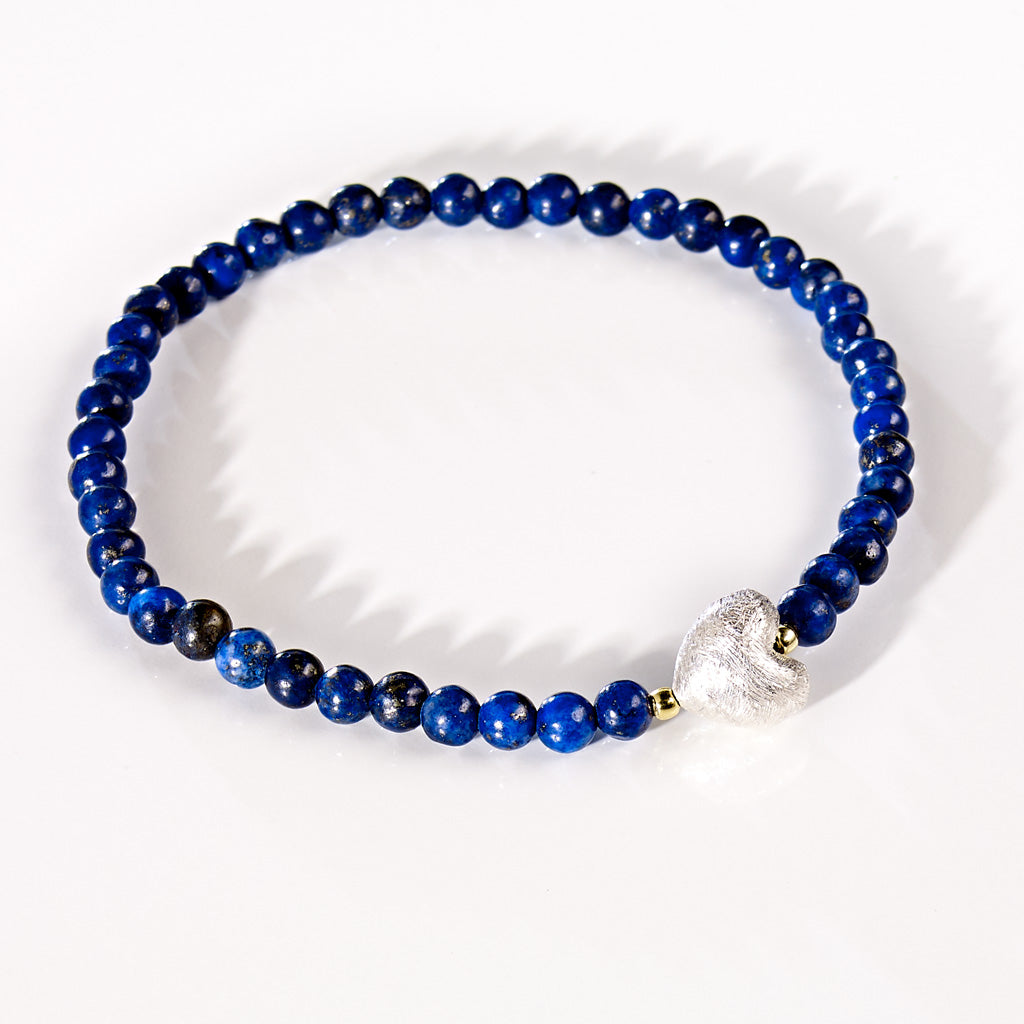 LITTLE HEART Armband - Lapislazuli in Silber oder Gold, Liebesgeschenk für Herzensmenschen