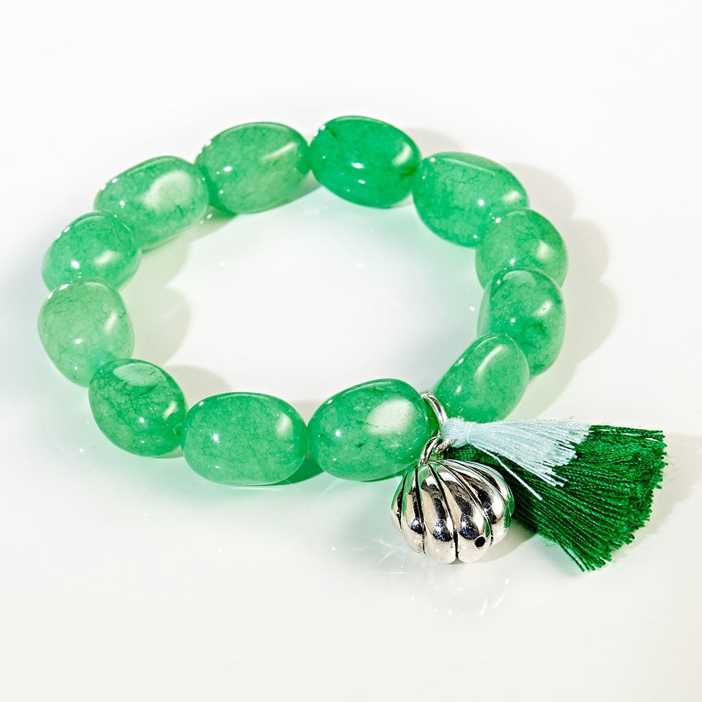 Silbermuschel und Quasten Armband