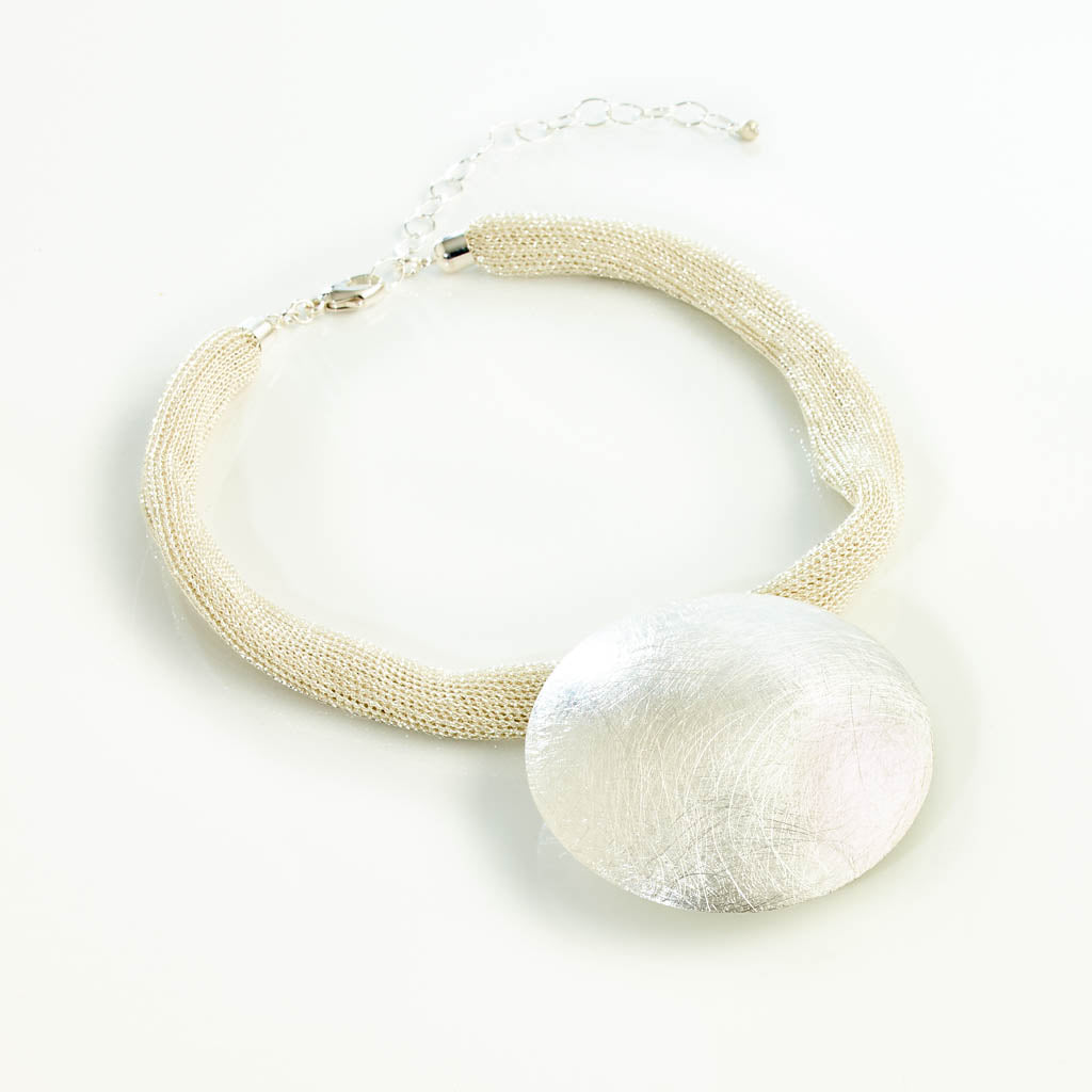 Lurex Silberscheibe Collier