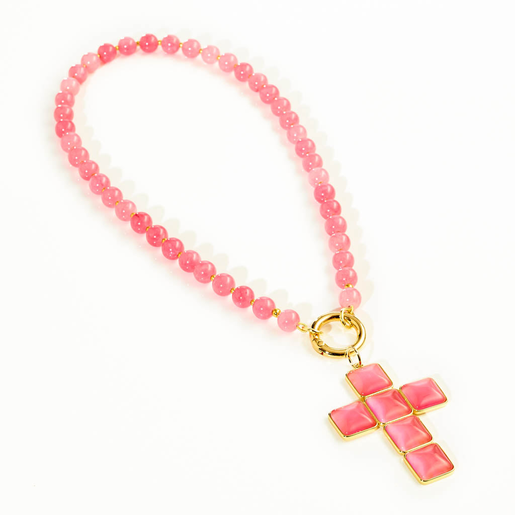 Schmuckset "Strawberry Glow" Vario-Collier & Kreuz-Anhänger
