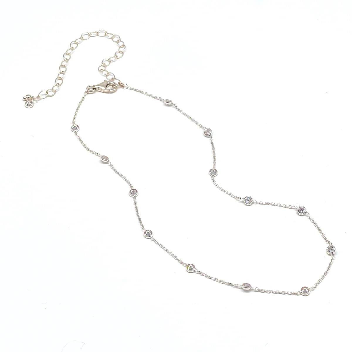 SPARKLING Zirkonia Kette kurze Ausführung