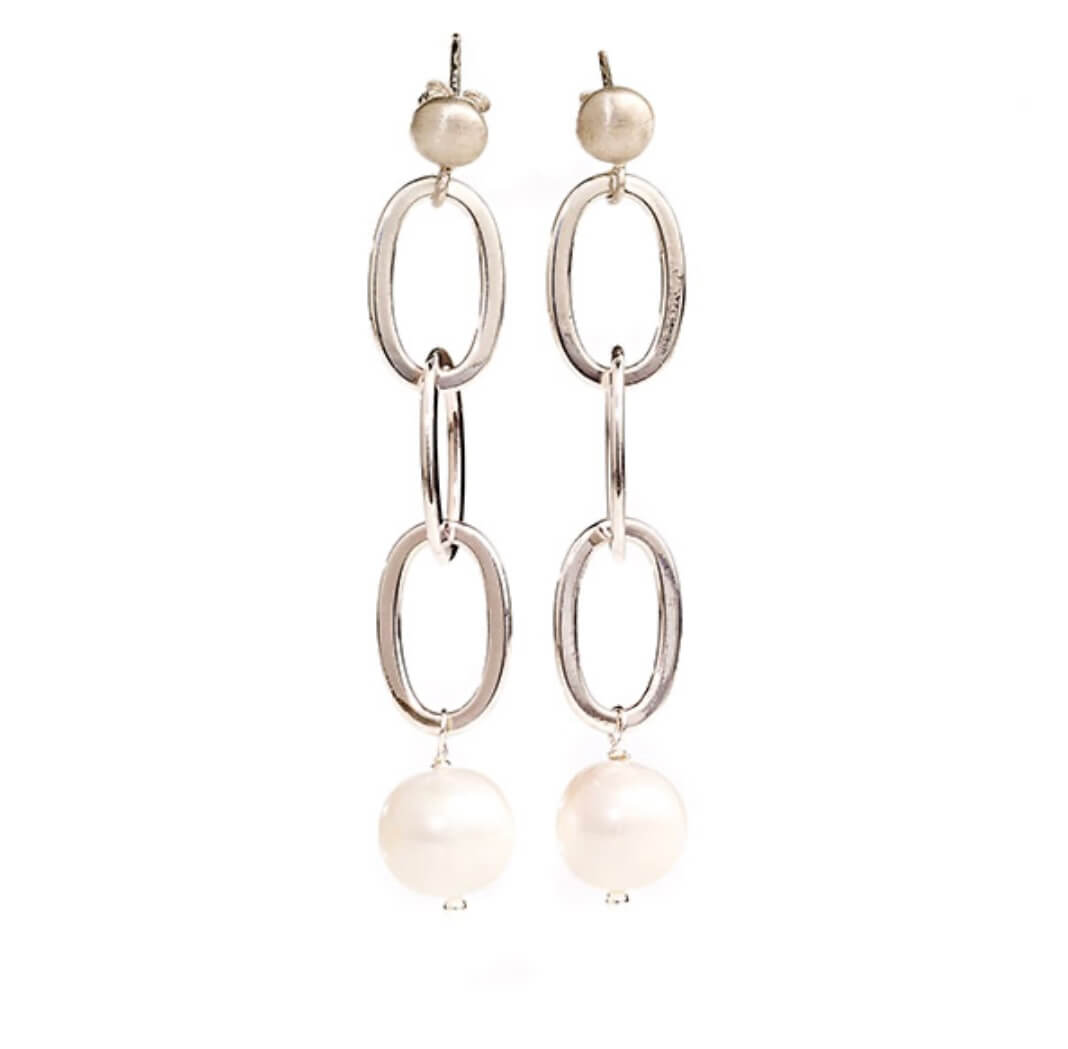Pearl White Loops Ohrpendel