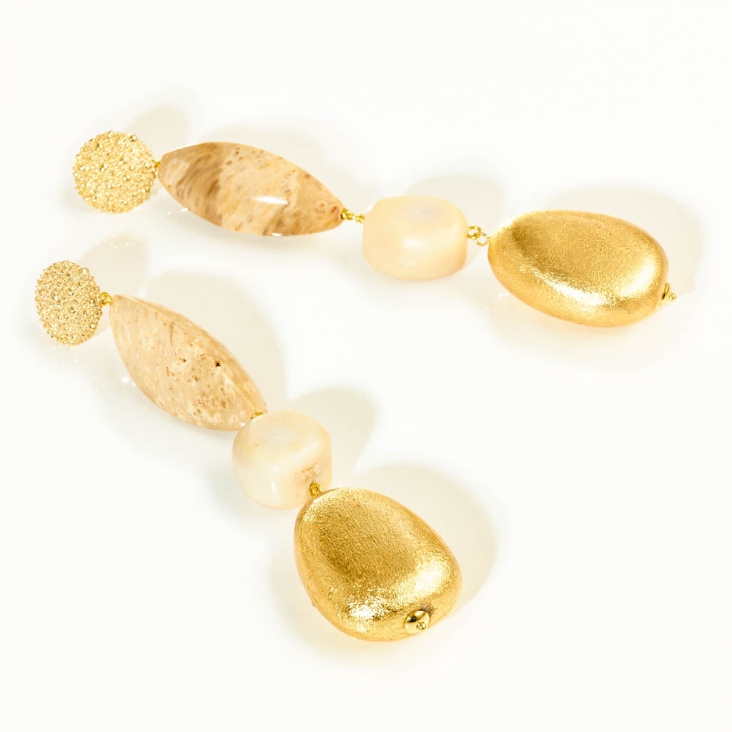 Gold & Bold - Jaspis & Bambuskoralle - Triangle XL-Ohrhänger