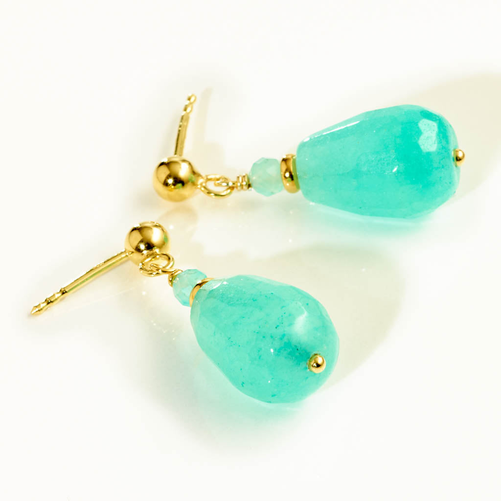 KOMBI Tropfen Ohrstecker - "Ocean Breeze" - Silber & Gold