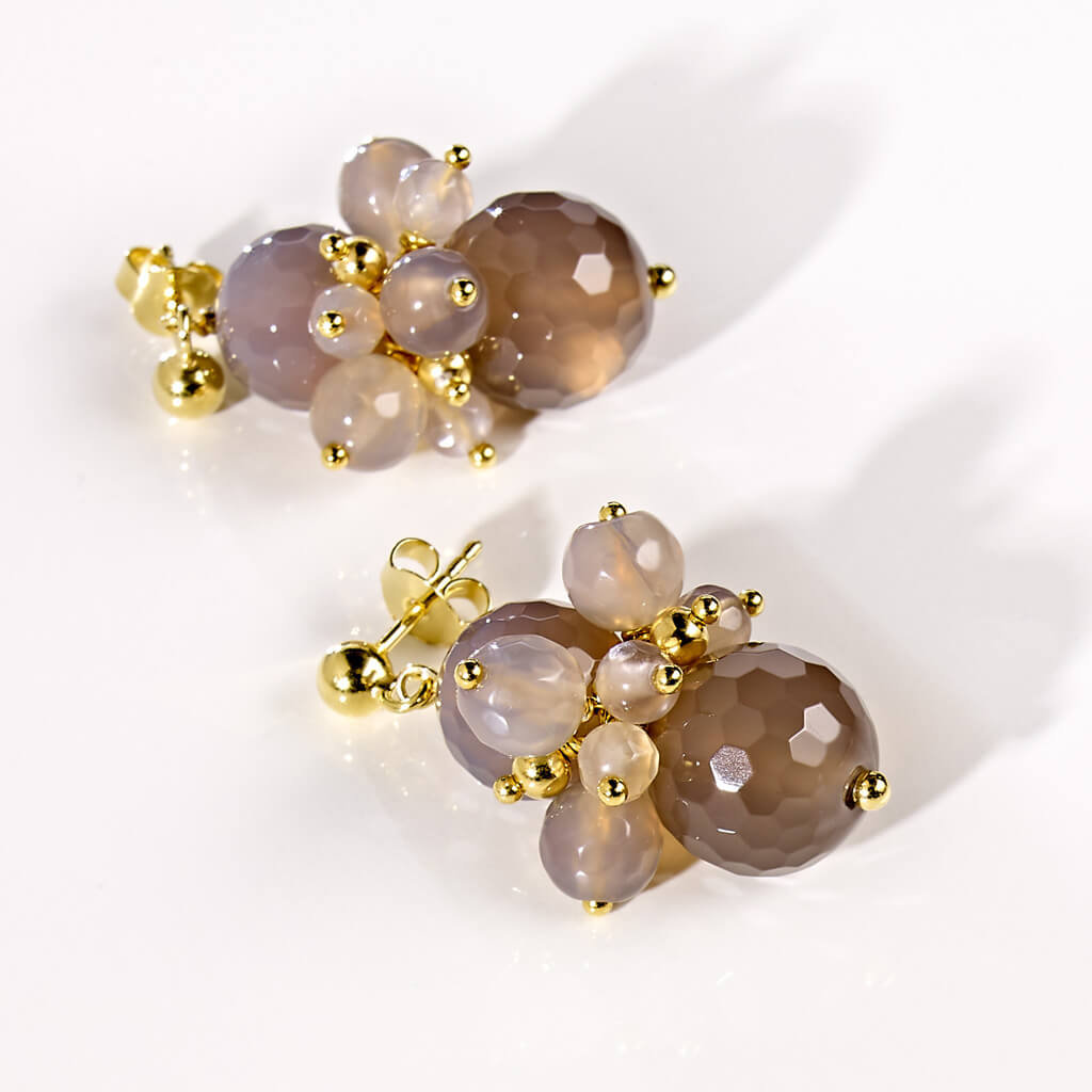 GREY 20s POMPOM Ohrstecker