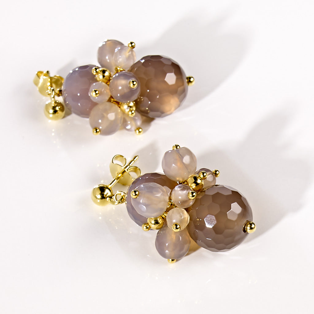 GREY 20s POMPOM Ohrstecker