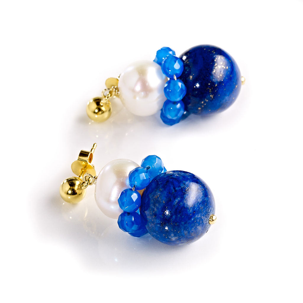 SWIRL Ohrstecker Lapislazuli