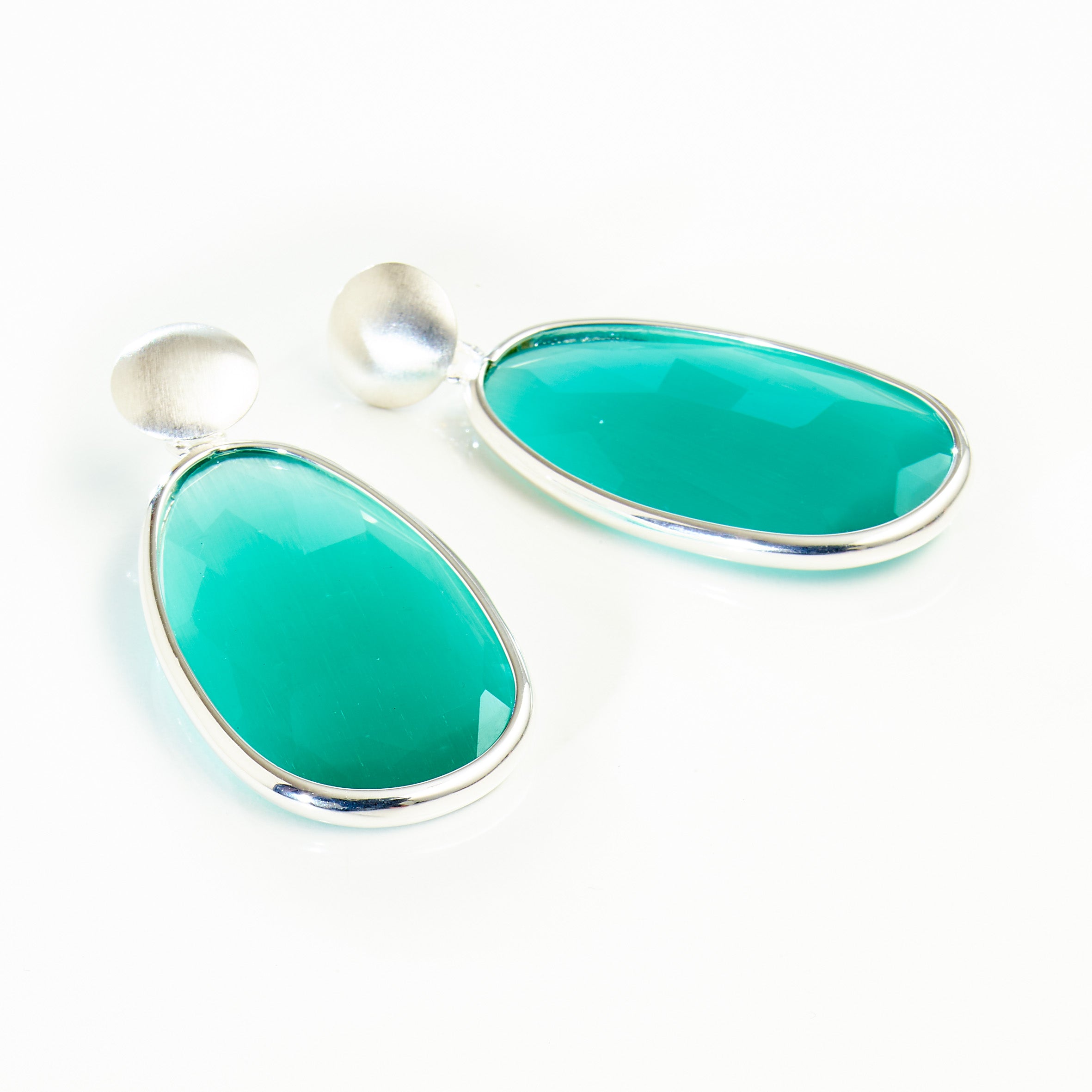 VENICE Ohrstecker Ocean Green – grüner CRYSTAL, Silber Unikat handgefertigt in Italie