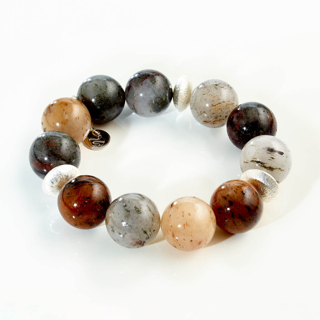 Armband 3 Silberlinsen mit Rutilquarz – Gold & Silber