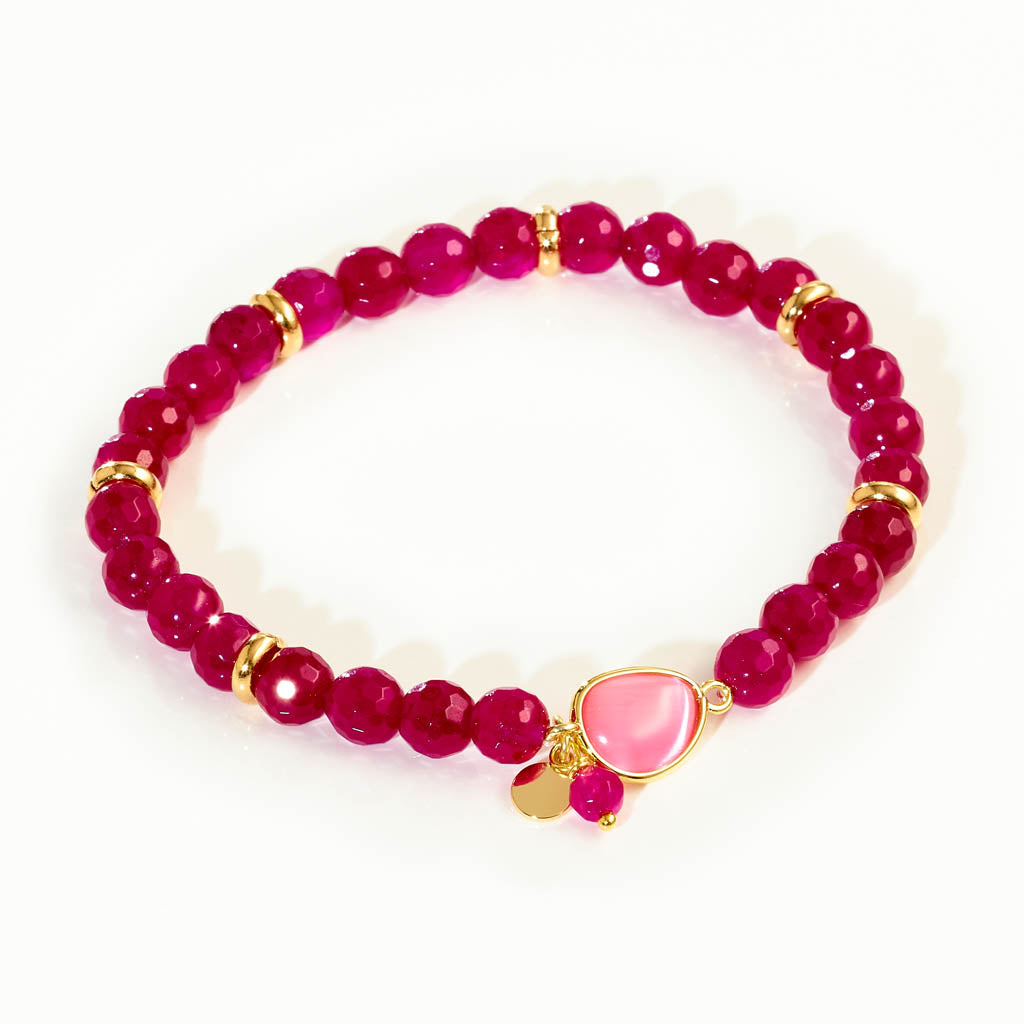 MINI CARAMELLI Armband -  „Pink Lemonade“ -  Pink Jade & Crystal