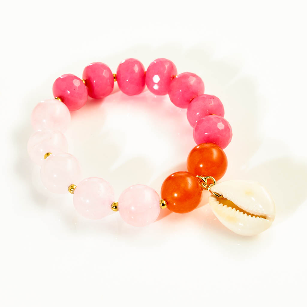 Mix Armband mit Kaurimuschel – Rosa