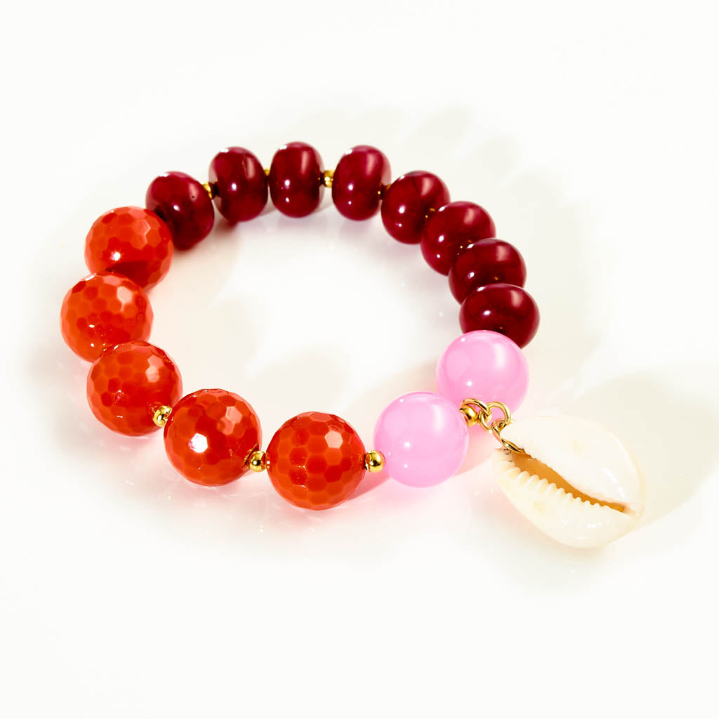 Mix Armband mit Kaurimuschel – Orange