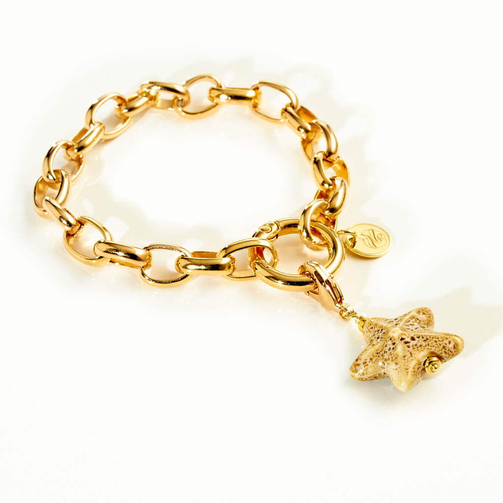 Vergoldetes Gliederarmband mit Seestern Easy