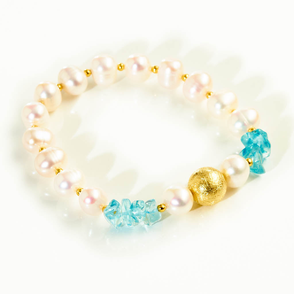 Pearl Splitter Mix-Armband mit aquablauem Obsidian – Zart & sommerlich