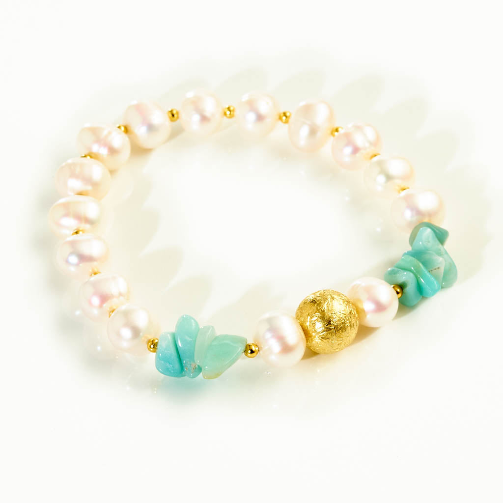 Pearl Splitter Mix-Armband mit hellblauem Amazonit – Zart & sommerlich