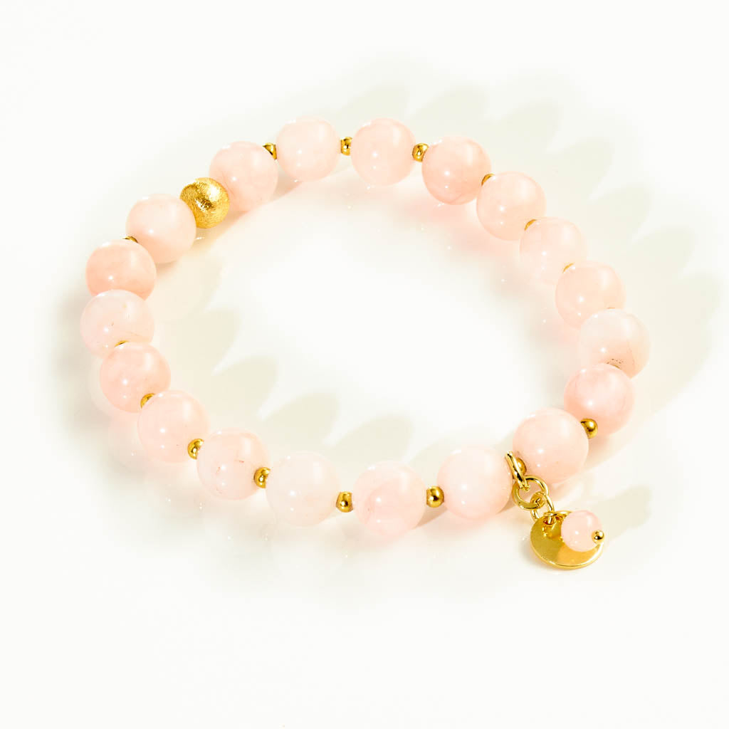 DOTTY Armband – "Cotton Candy" – Rosa Jade & Gold