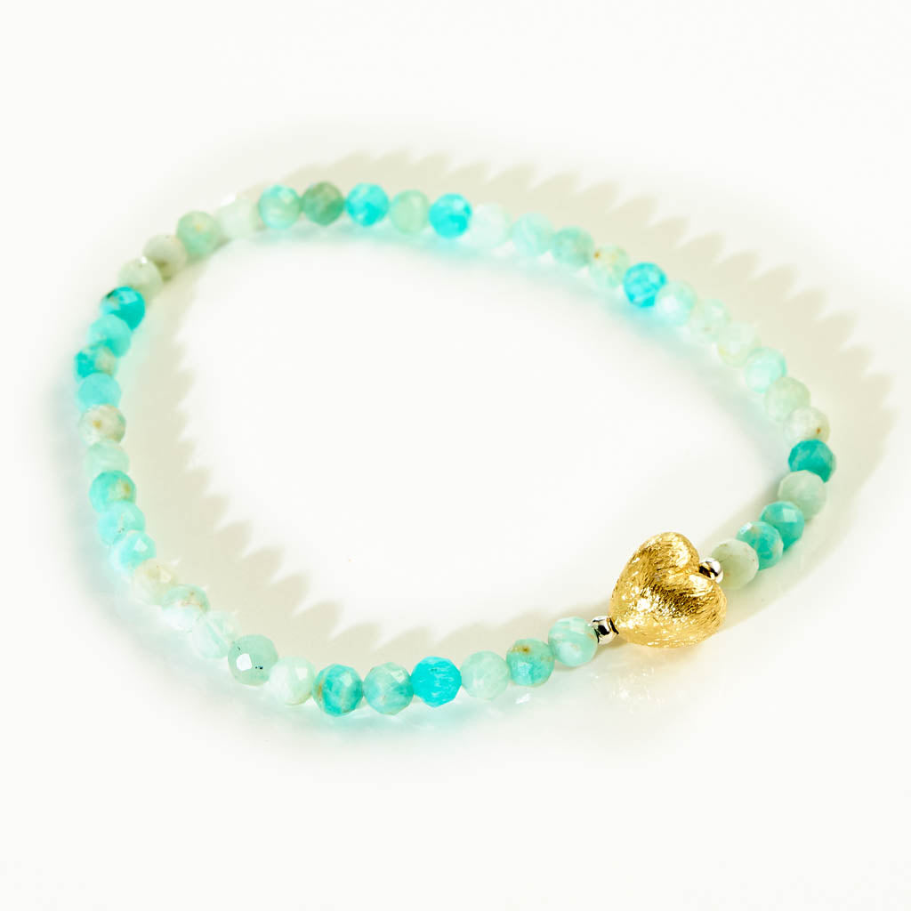 LITTLE HEART Armband – Amazonit in Silber oder Gold, Liebesgeschenk für Herzensmenschen