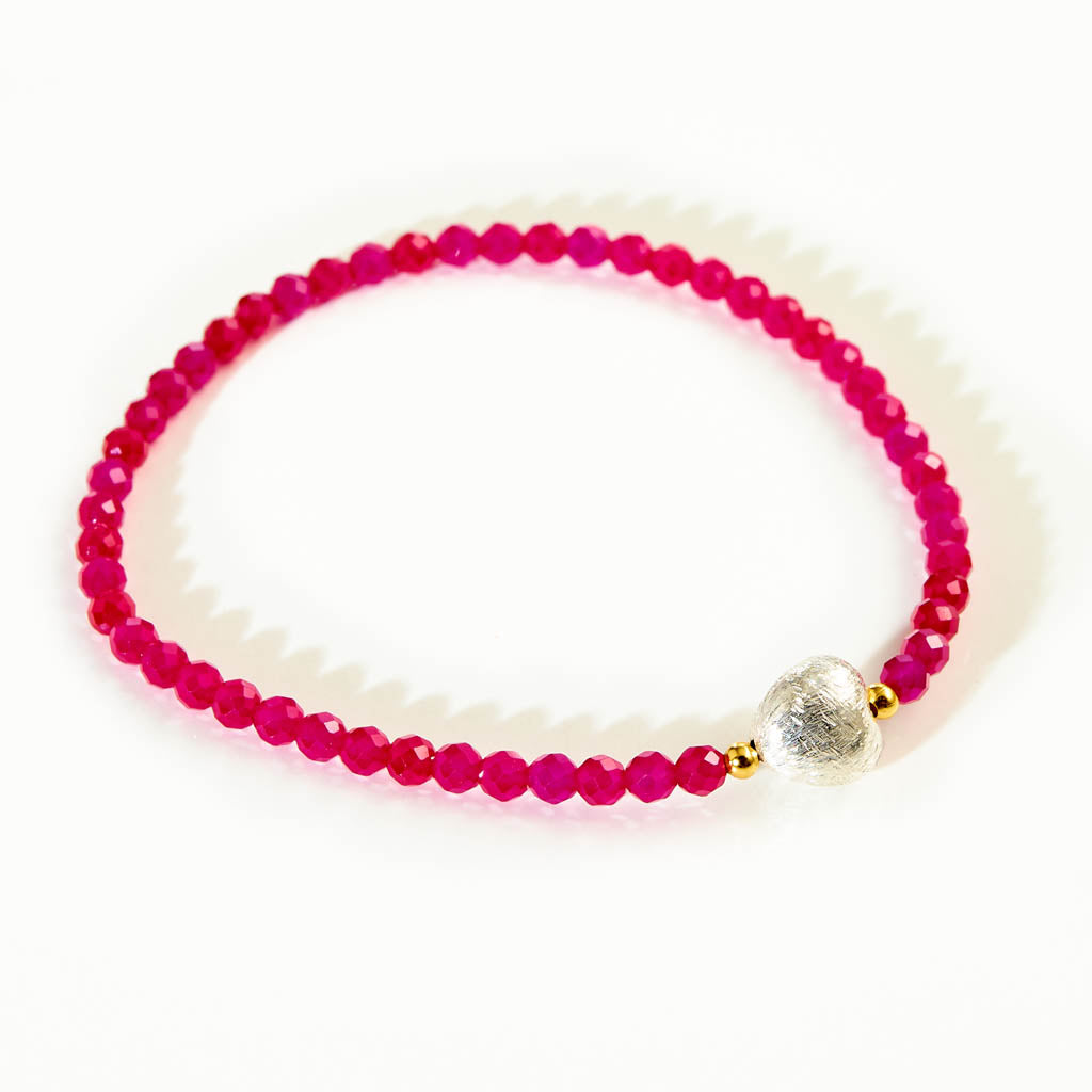 LITTLE HEART Armband – Pink Zirkon in Silber oder Gold, Liebesgeschenk für Herzensmenschen