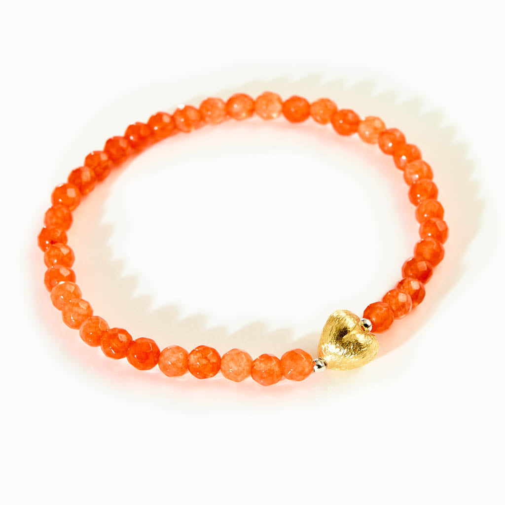 LITTLE HEART Armband – Carneol in Silber oder Gold, Liebesgeschenk für Herzensmenschen