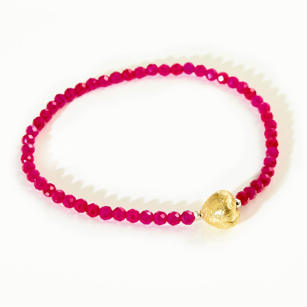 LITTLE HEART Armband – Pink Zirkon in Silber oder Gold, Liebesgeschenk für Herzensmenschen