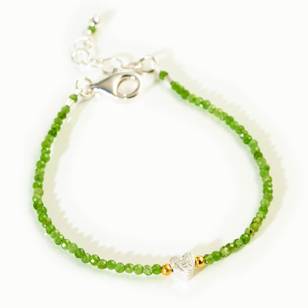 BABY HEART Armband aus Silber mit Chromdiopsid & Karabiner-Verschluss