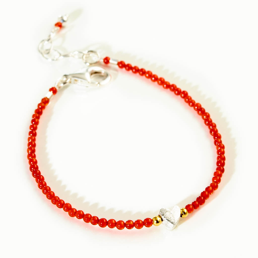 BABY HEART Armband aus Silber mit Carneol & Karabiner-Verschluss