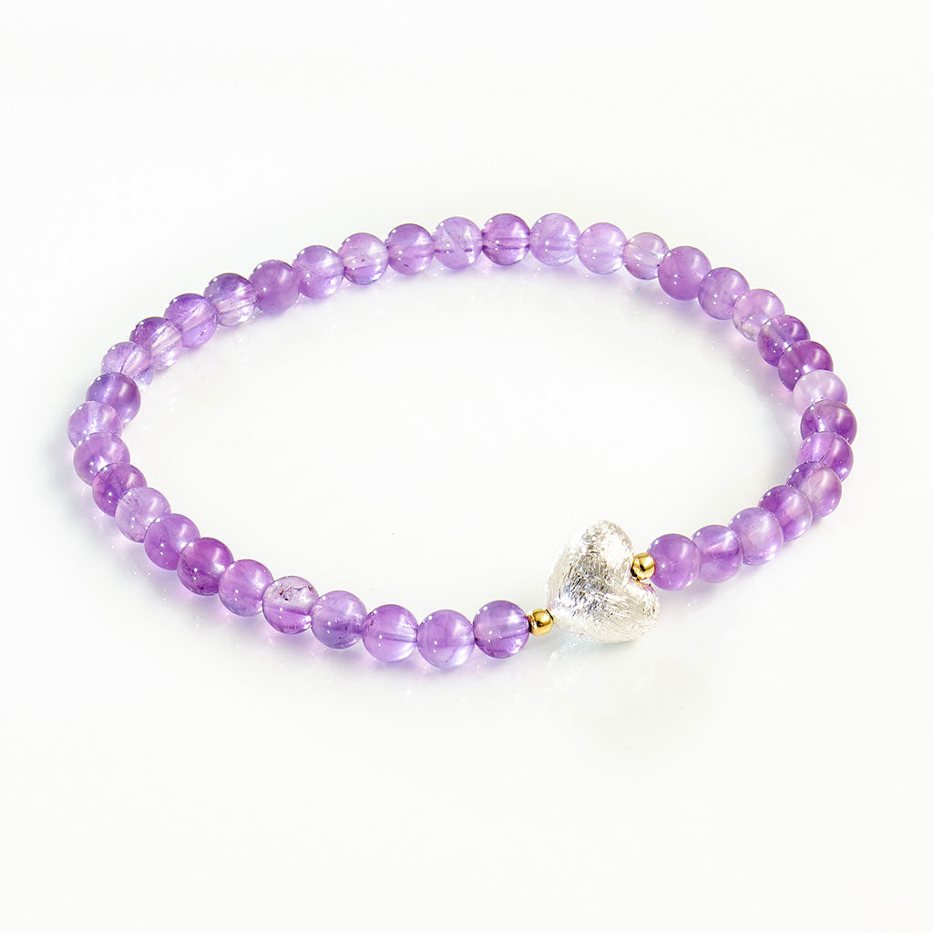 LITTLE HEART Armband - Amethyst in Silber oder Gold, Liebesgeschenk für Herzensmenschen