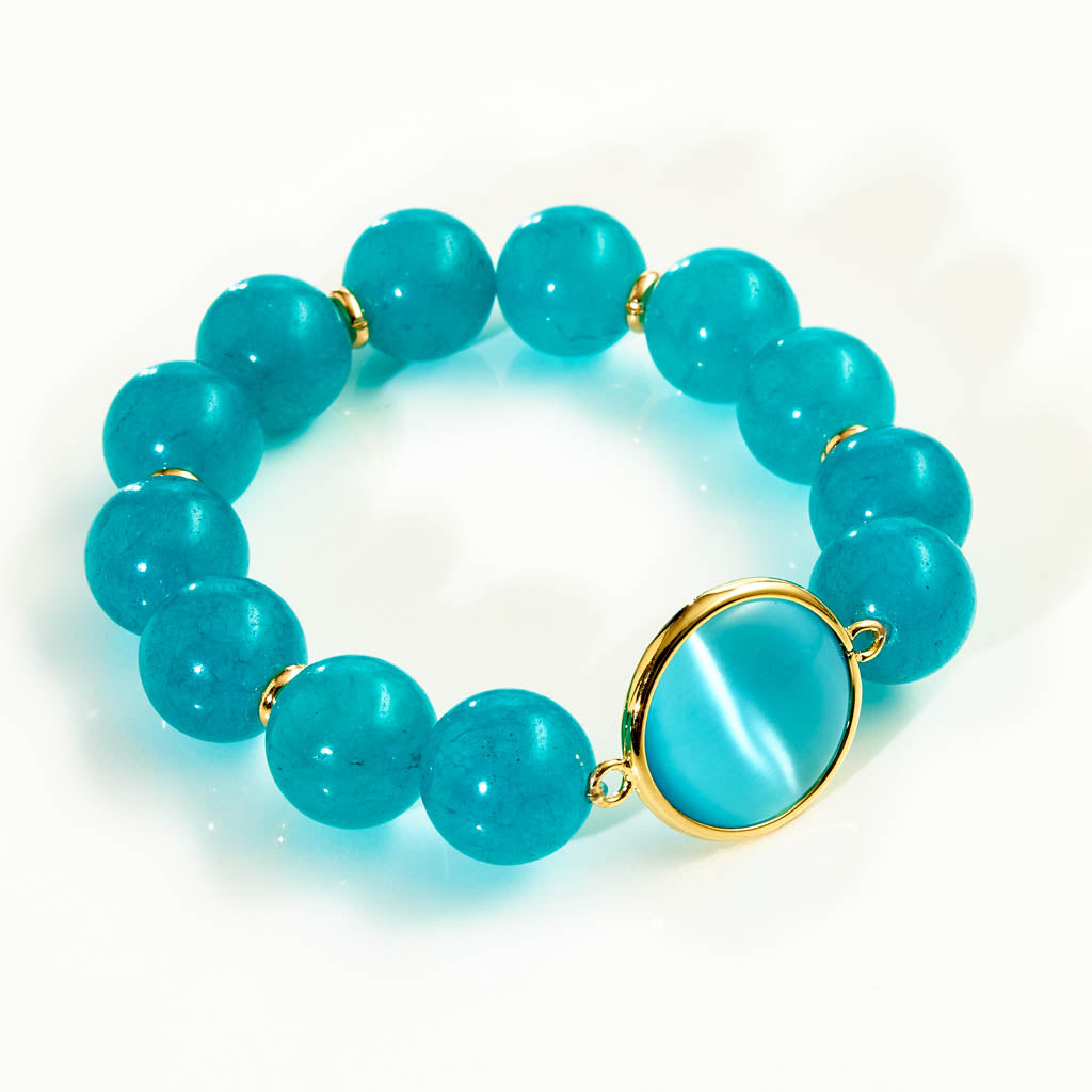 Caramelli Armband Laguna Beach – Aquablau Jade und Gold