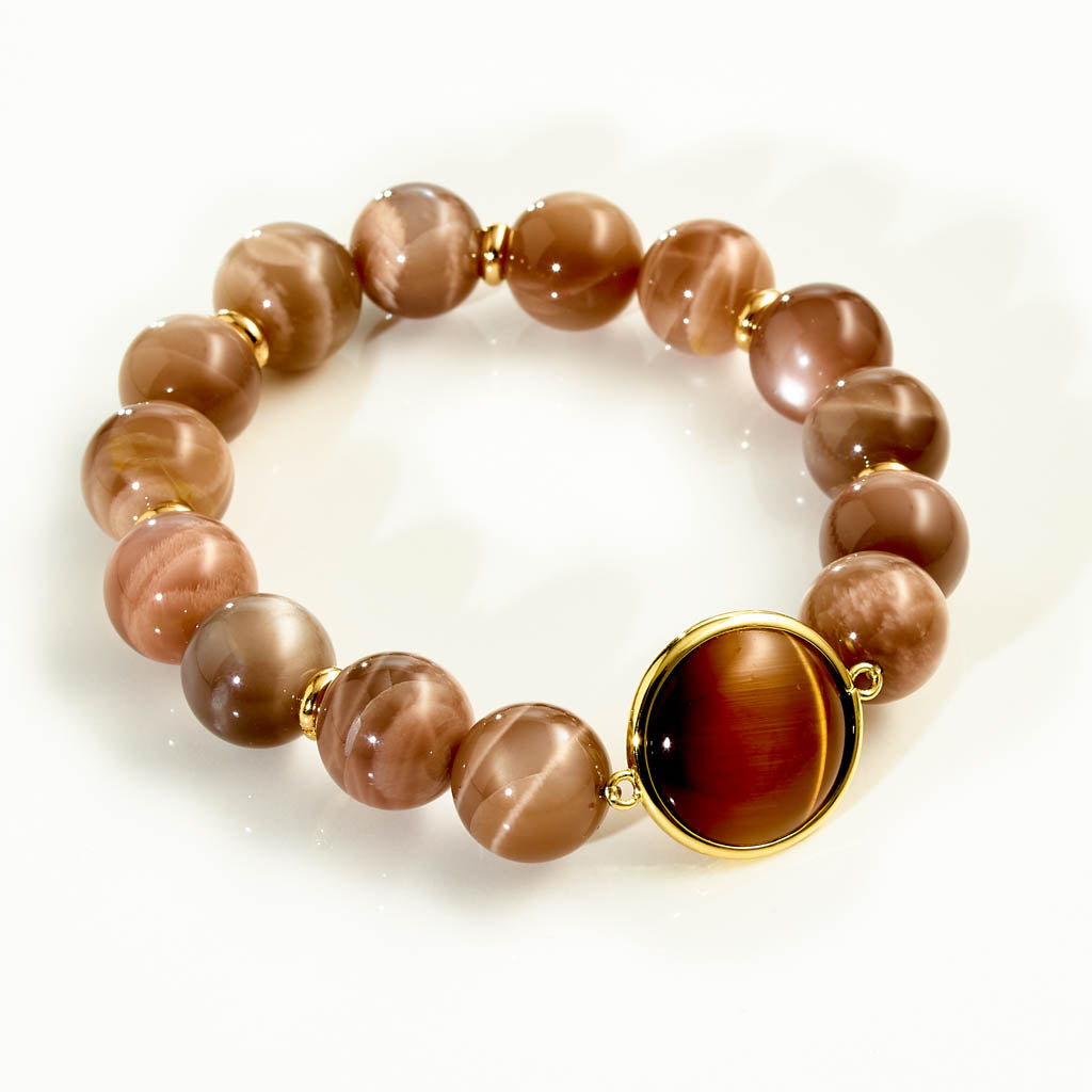 Caramelli Armband Soft Caramel mit Mondstein und italienischem Crystal in vergoldeter Fassung