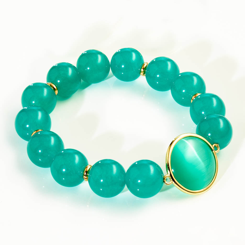 Caramelli Armband Ocean Breeze – Meergrüne Jade und Gold