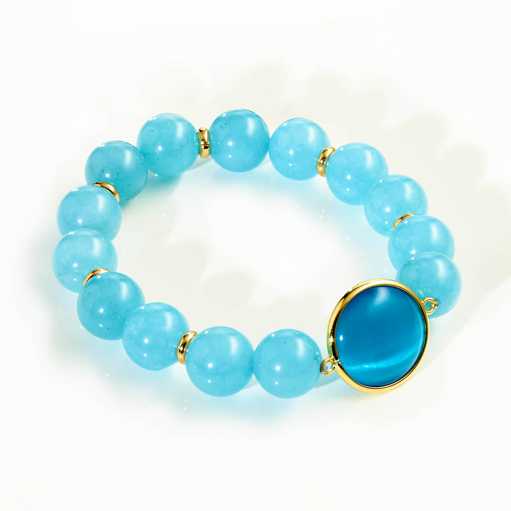 CARAMELLI Armband „Caribbean Dreams“ – Aquablau Jade & Crystal Gold