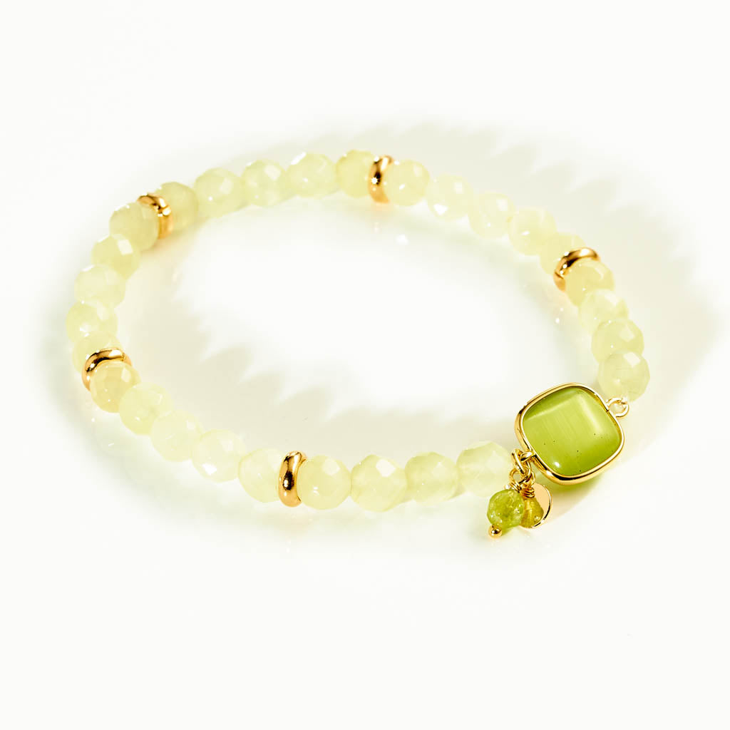 MINI CARAMELLI Armband – „Kiwi Drop“ -  New Jade & Crystal
