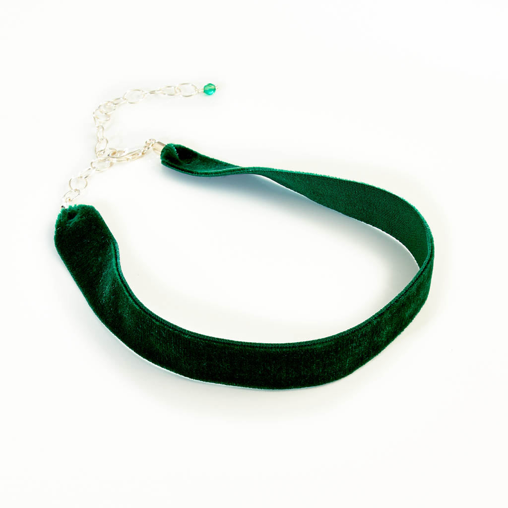 Samt Chocker dunkelgrün