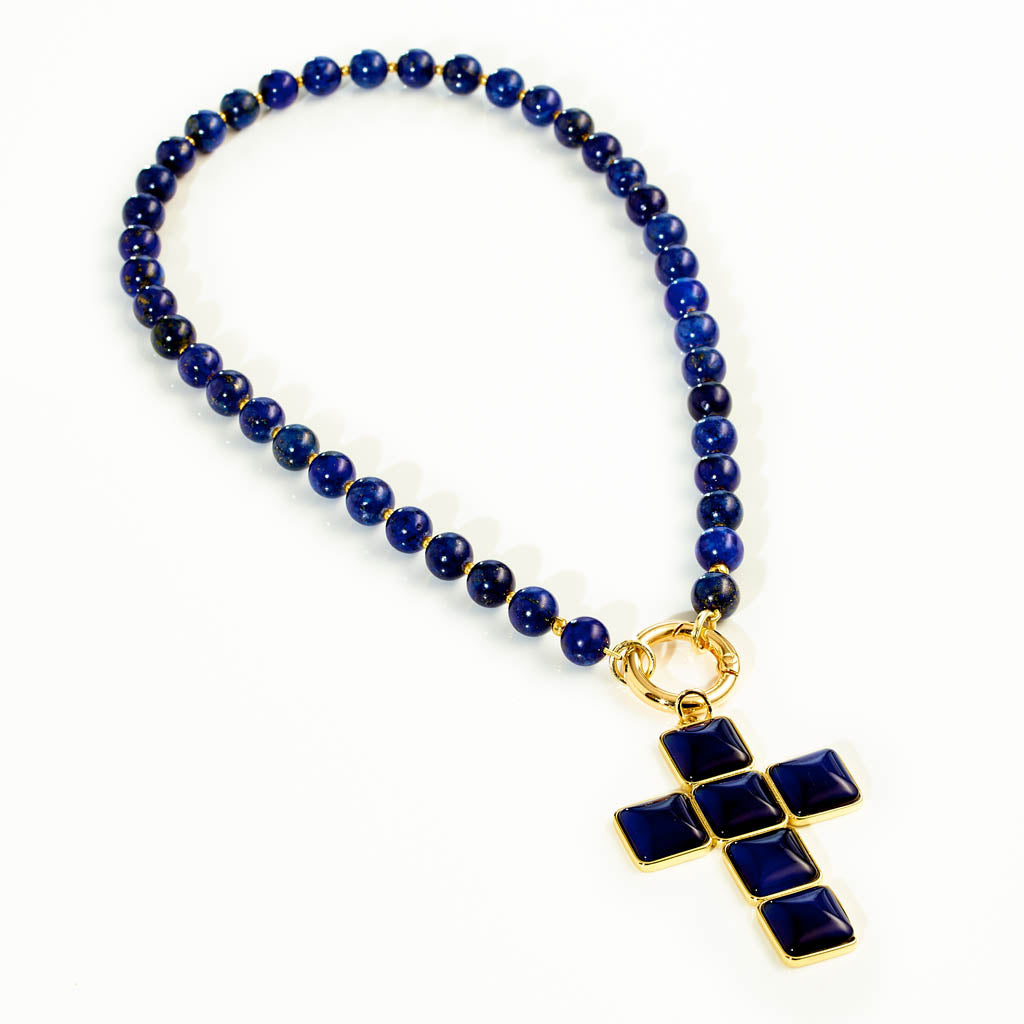 Schmuckset "Azure Bloom" -  Vario-Collier & Kreuz-Anhänger