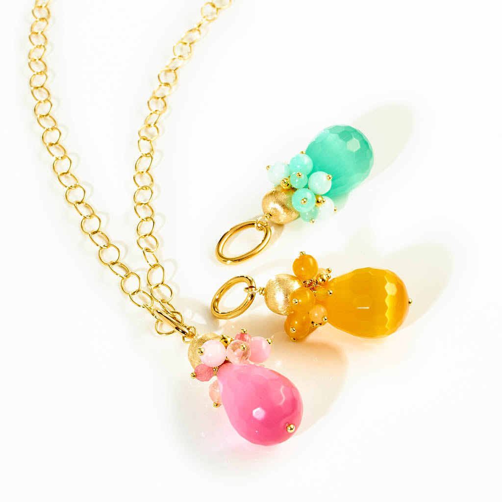 POMPOM CATEYE Anhänger - Gelb, Rosa, Mint & Gold