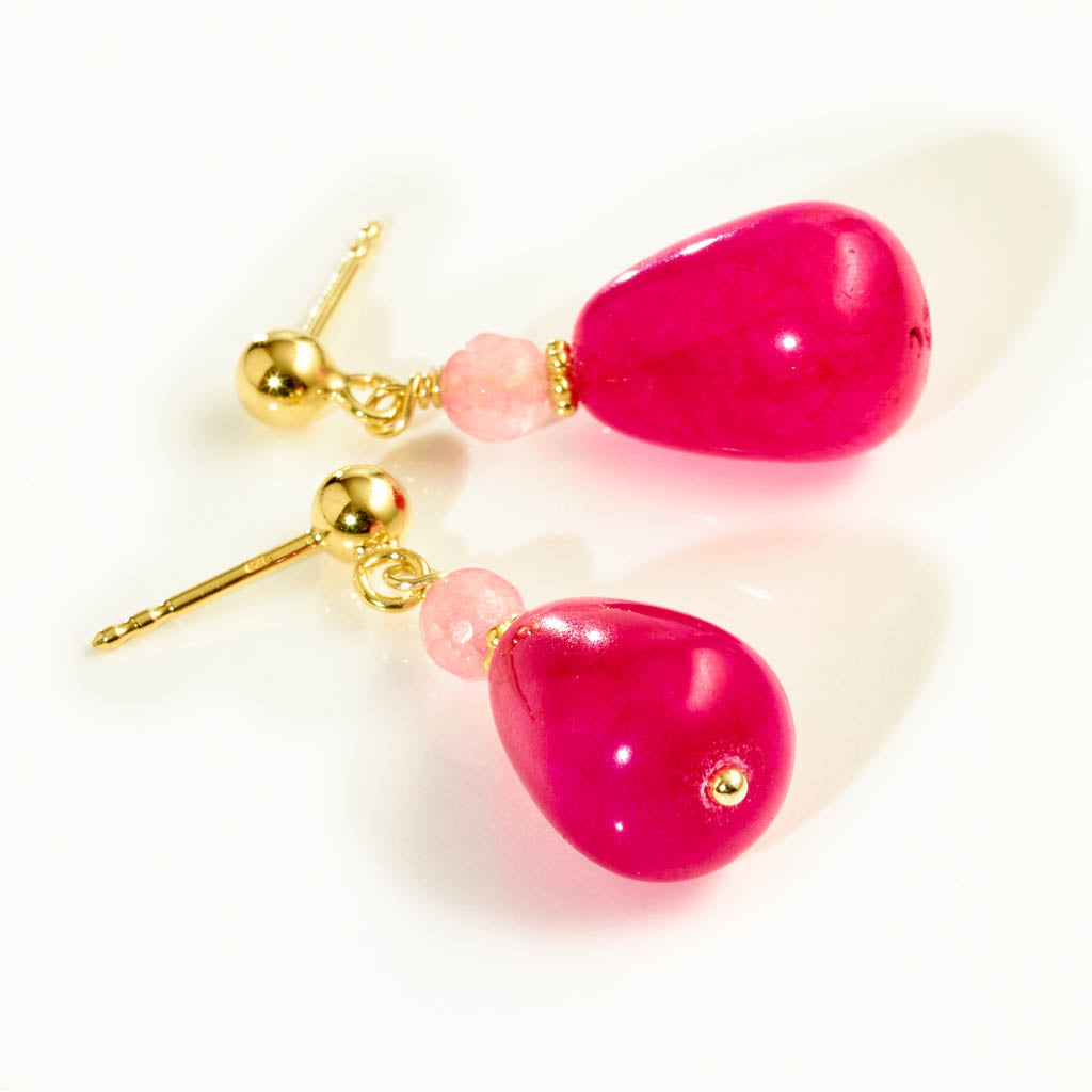 KOMBI Tropfen Ohrstecker - "Pink Lemonade" - Silber & Gold