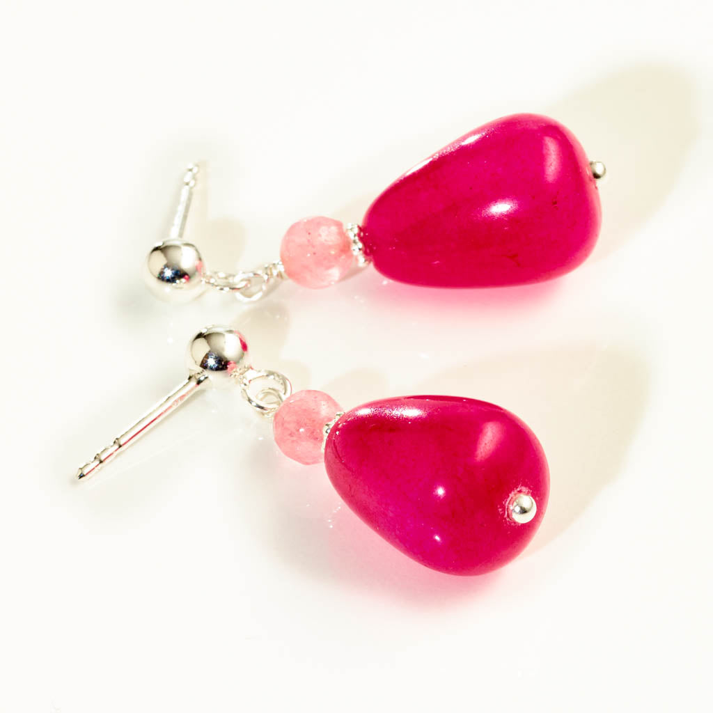 KOMBI Tropfen Ohrstecker - "Pink Lemonade" - Silber & Gold