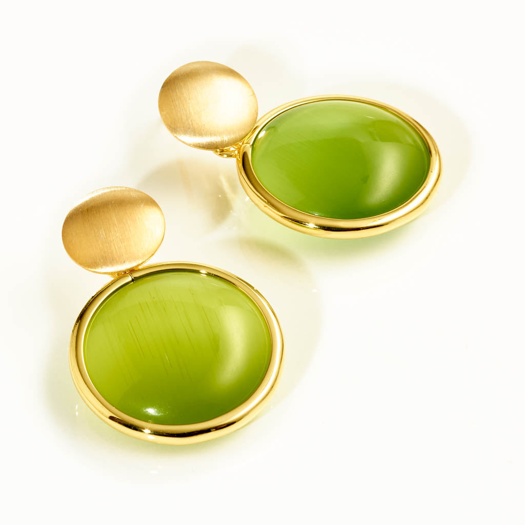 CARAMELLI Ohrstecker „Kiwi Drop“ Ohrstecker – Grün Crystal & Gold