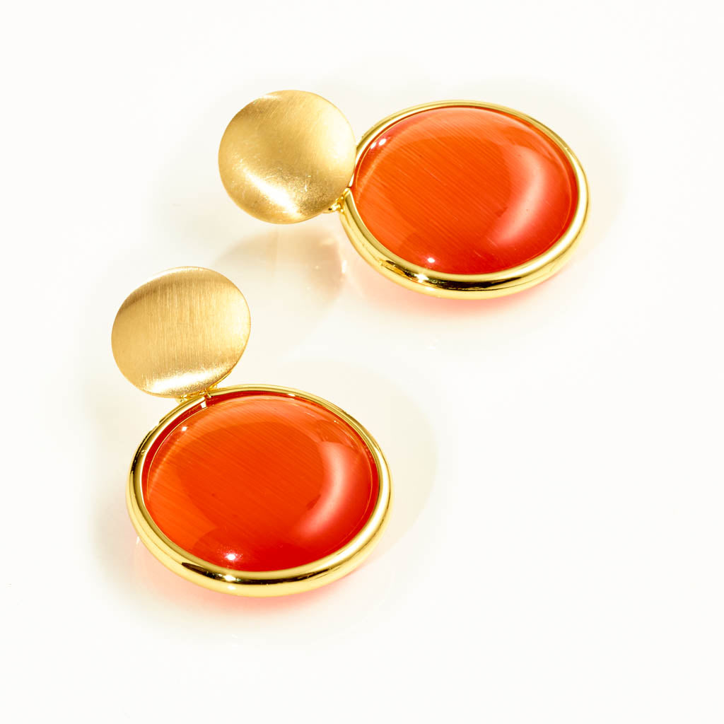 CARAMELLI Ohstecker „Papaya Kiss“  – Orange Crystal & Gold