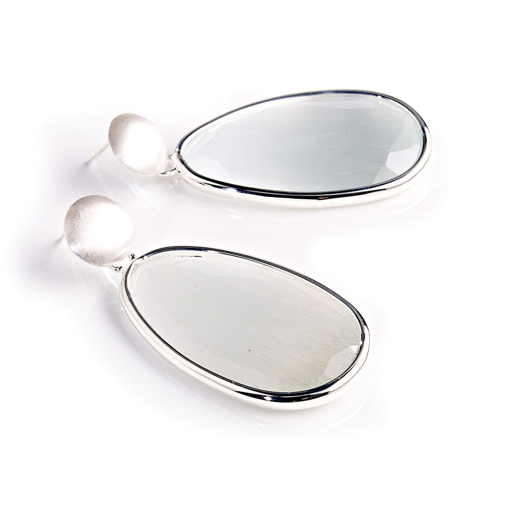 VENICE Ohrstecker Tropfen-Design – hellgrau Crystal Silber Unikat handgefertigt in Italien