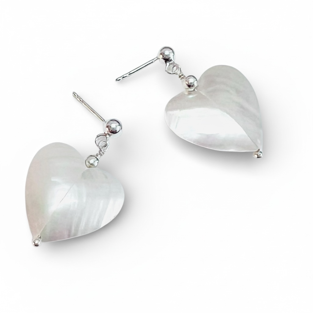 WHITE HEART Mini Ohrstecker